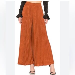 Elizabeth & James Elastic Pleated Pants Bronze WIDE Leg MEDIUM silky flowy chic